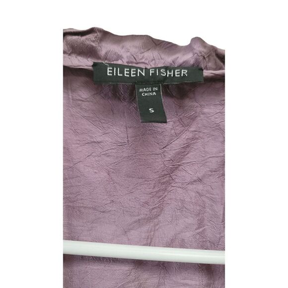 Eileen Fisher Womens Purple Open Front Button Up Silk Jacket Blazer Size Small - Picture 9 of 9